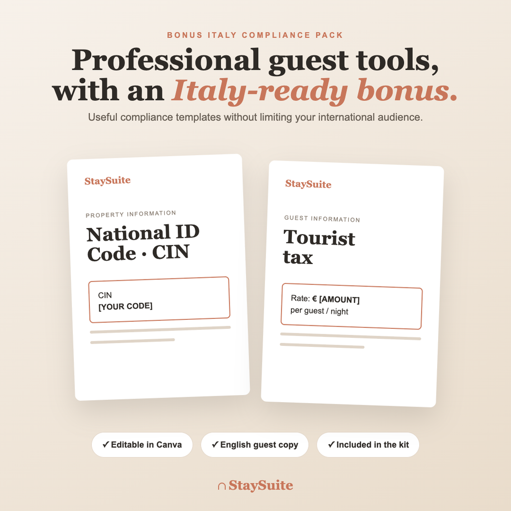 European Host Kit – Welcome Book, House Signs & Canva Templates